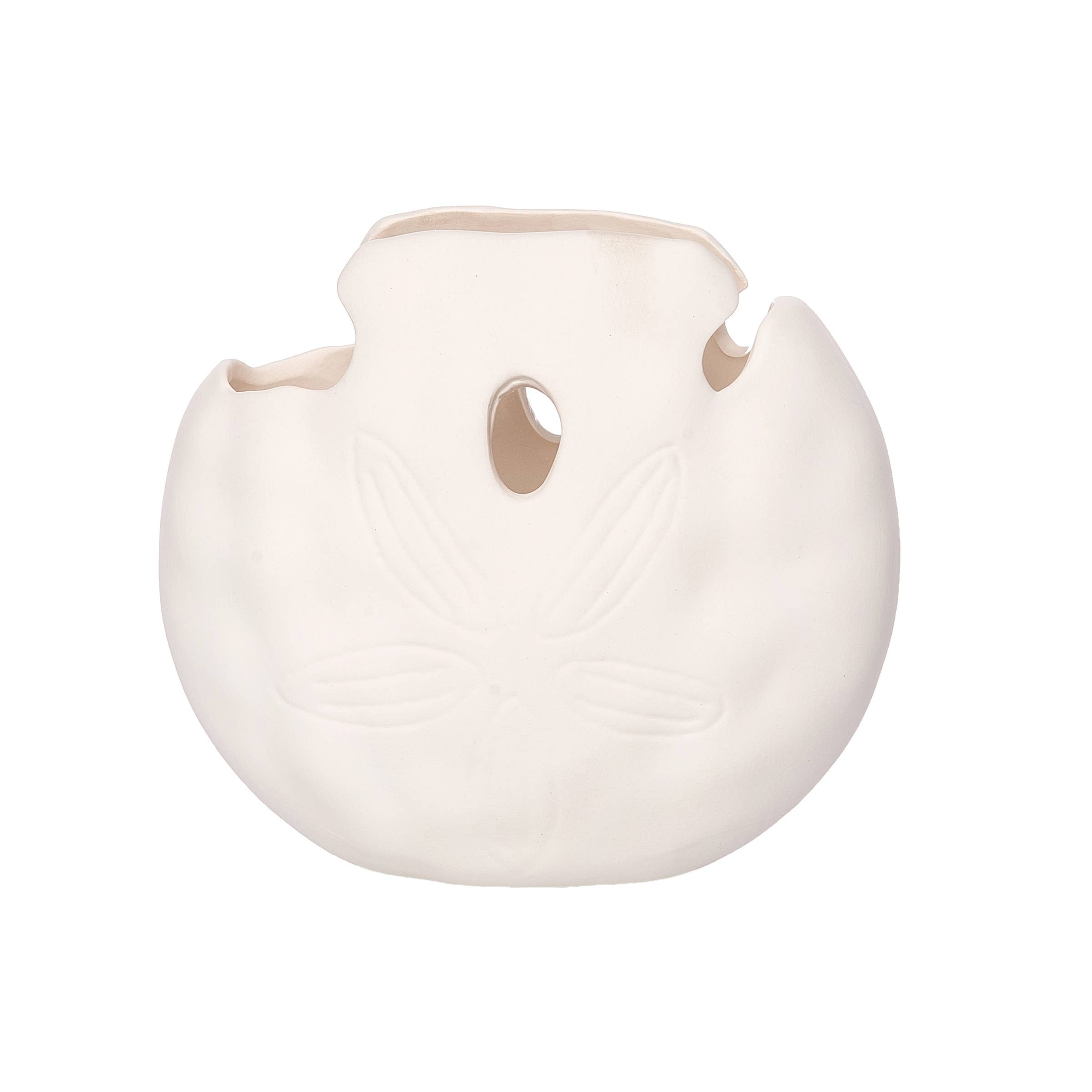 Beachcombers - Vente Vases - Vase en céramique blanche Sand Dollar de 6,1 po0