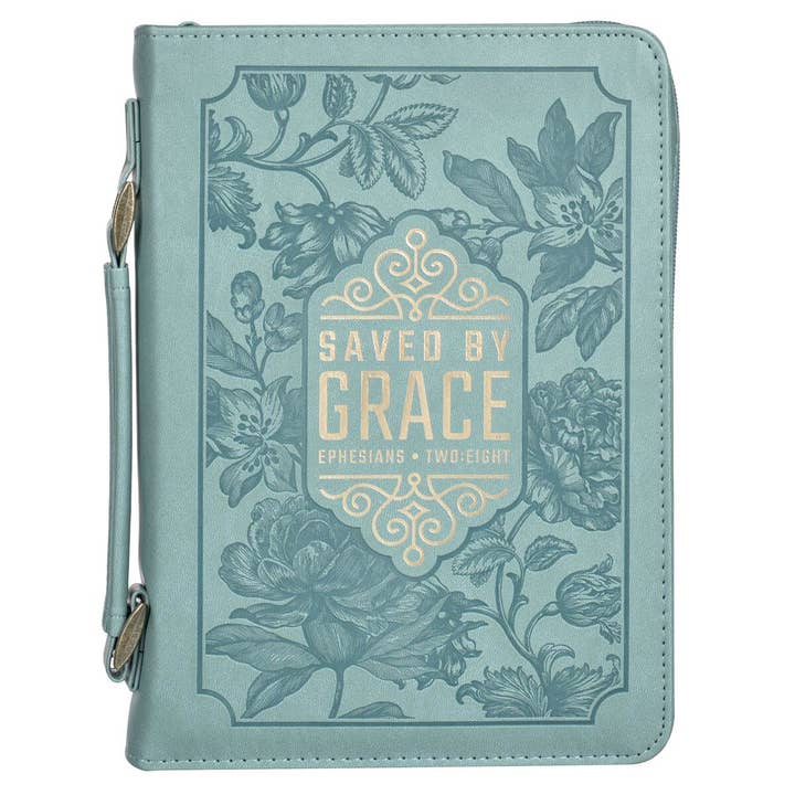 Christian Art Gifts - Wholesale Bible Cover - Bible Cover Fashion Teal Saved by Grace Eph. 2:81