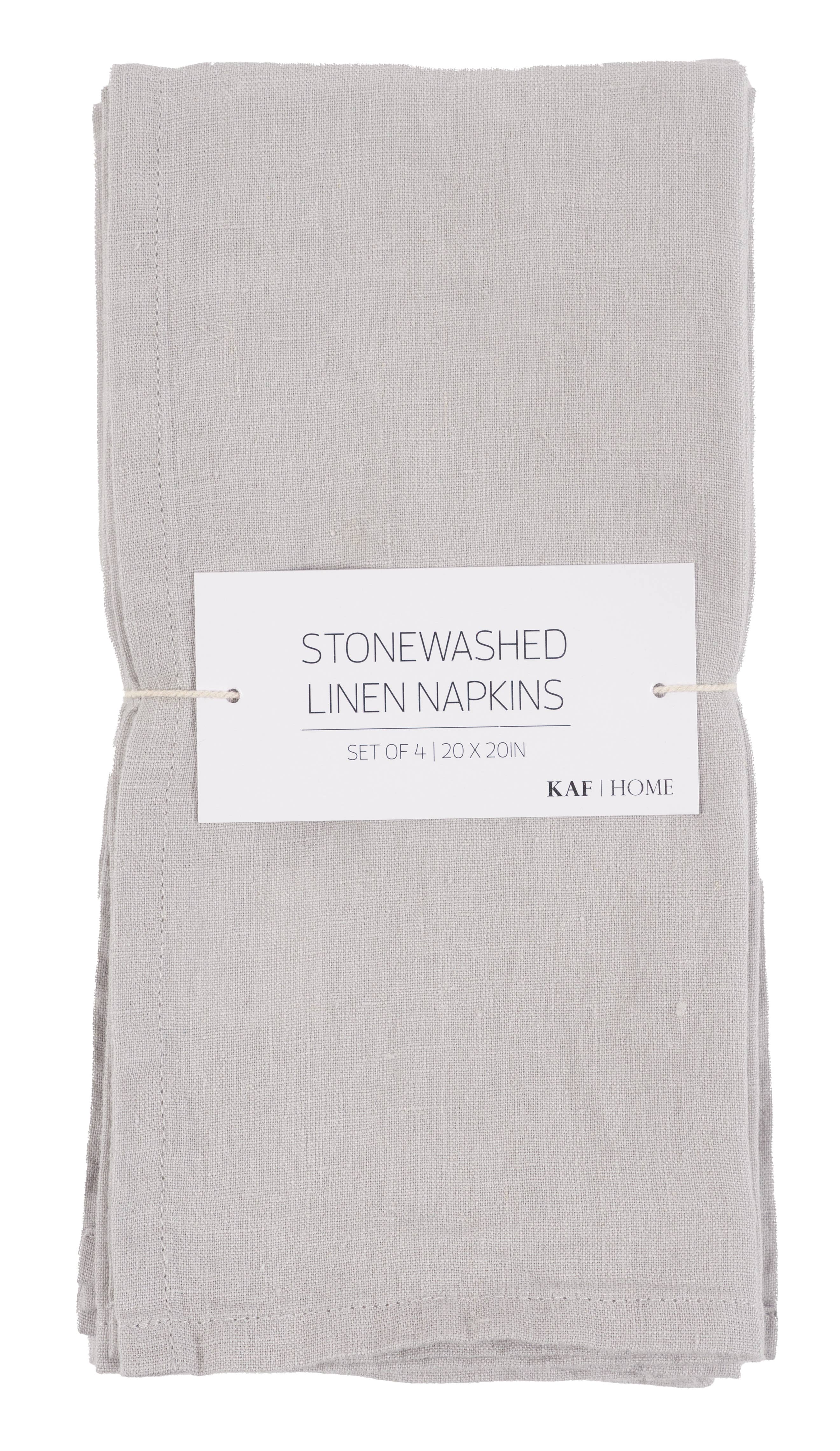 KAF Home - Wholesale Dinner & Cloth Napkin - Verona 100% Stone Washed Linen Napkins-Set Of 4, 20" x 20"4