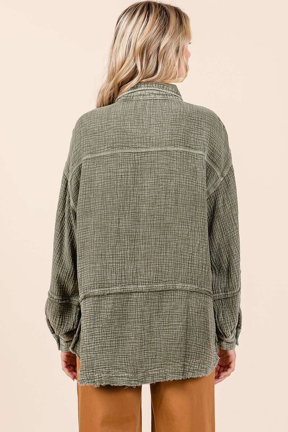 mittoshop - Venta al por mayor Camisa con botones - Mujer - CAMISA CON BOTONES DE GASA ARRUGADA Y LAVADO MINERAL11