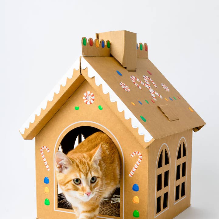 Cat in the Box LLC - Vendita all'ingrosso Tiragraffi - Gatti - Casetta natalizia in cartone con pan di zenzero per gatti9