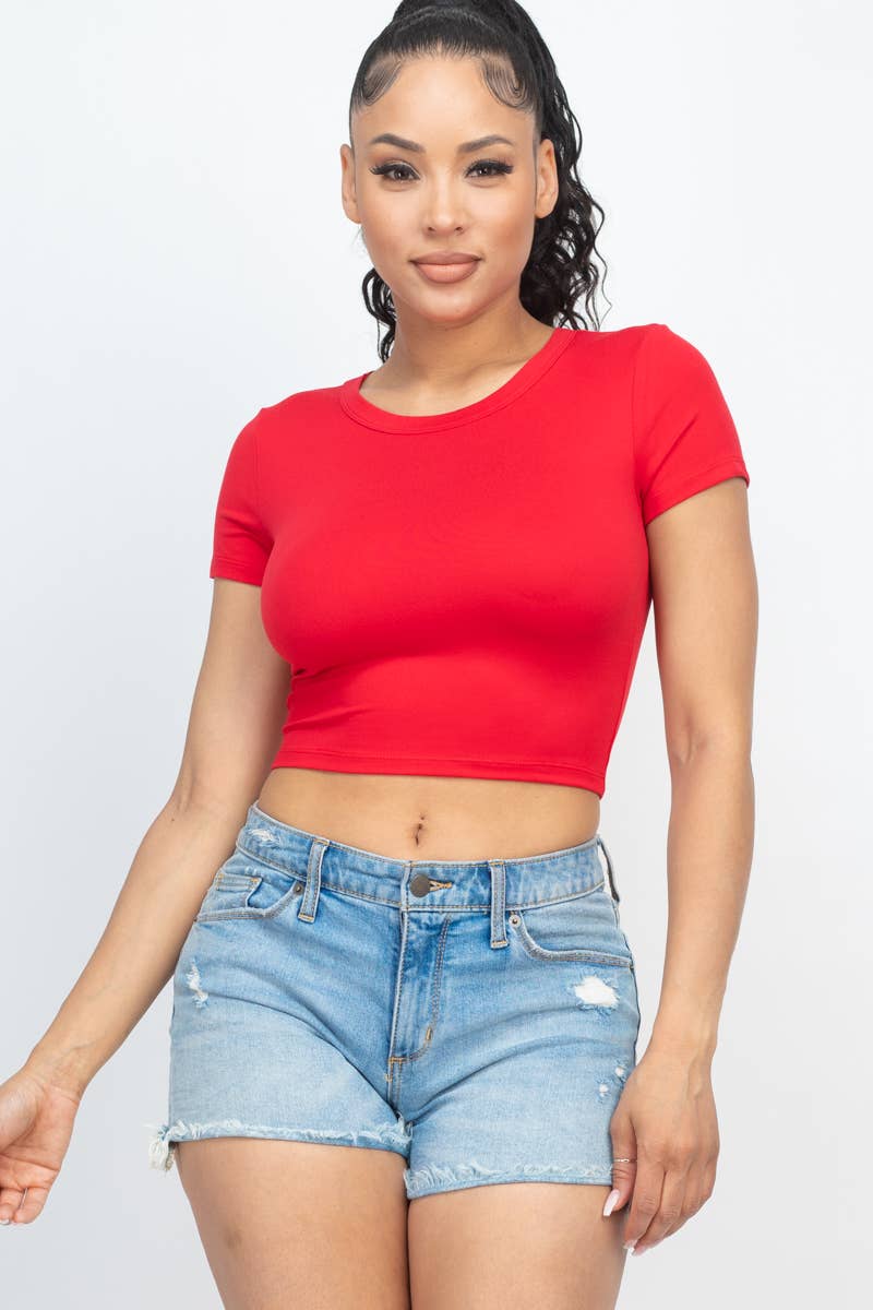 CAPELLA APPAREL - Wholesale Knit Top - Women's - Short Sleeve Roundneck Crop Top16