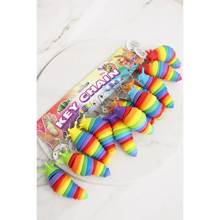 RAINBOW Fidget Slug Keychain for wholesale on Faire4