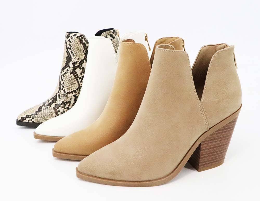 Mars Sky Shoes Wholesale - Wholesale Booties - Women's - Bamboo UPSTREAM-13 Women Chunky Heel Cutout Slipon Booties-12 Pairs Pack-22.85/Pair1