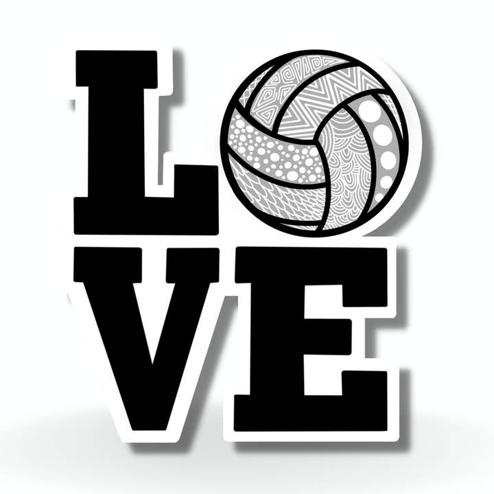 Volleyball Sticker, Hand-Drawn Waterproof, Vinyl, Sports for wholesale by Lola & Bean Creations