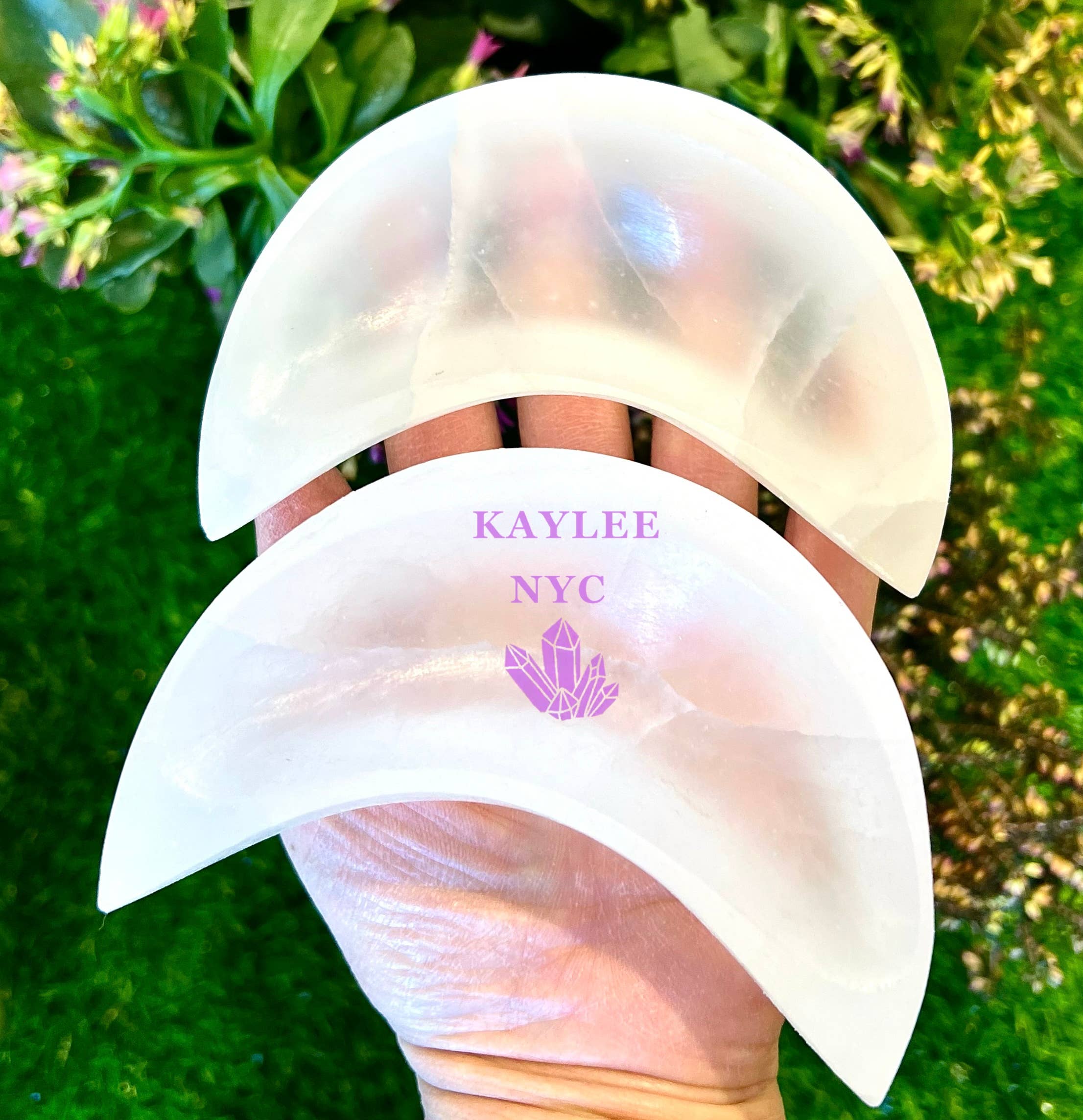 KayleeNYC - Wholesale Spiritual Stone/Crystal - Natural Selenite aka Satin Spar Moon Bowls ~10cm7