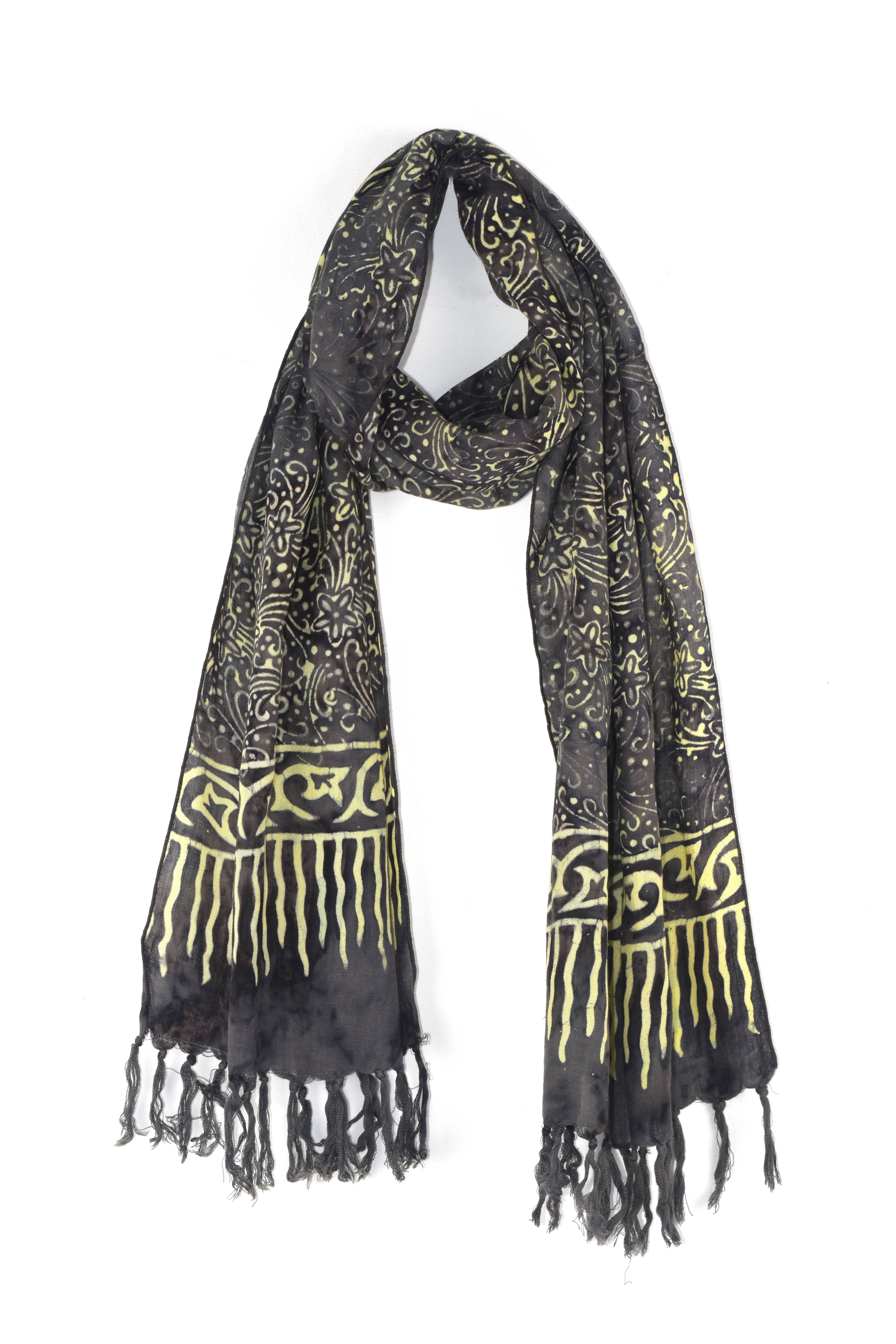Nusantara Inc. - Wholesale Scarf - Women's - Rayon Batik Scarf - 98781 A-C (Knotted  Fringe)28