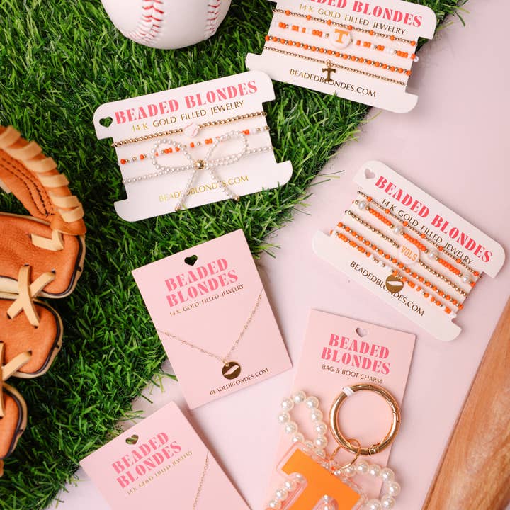 Beaded Blondes - Wholesale Beaded Bracelet - Tennessee Logo Flip Bracelet on Gold7