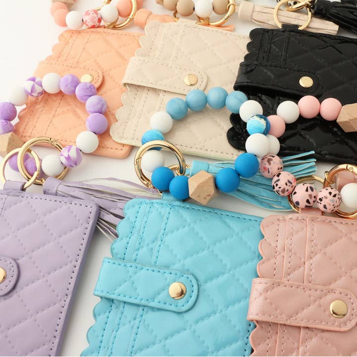ACCITY - Wholesale Keychain Bracelet - SILICONE BEAD TASSEL BRACELET KEYCHAIN CARD BAG_CWAJE066512