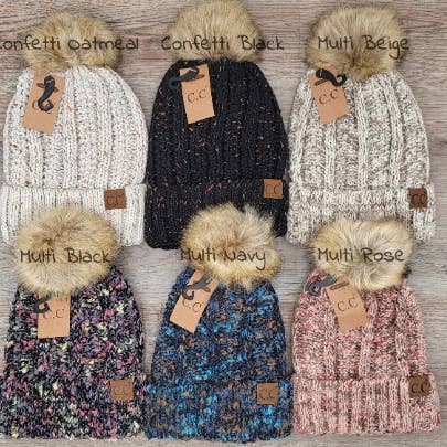 Treasure Bank - Wholesale Beanie - Women's - C.C Thick Cable Knit Beanie for Adults w/ Faux Fur Pom5