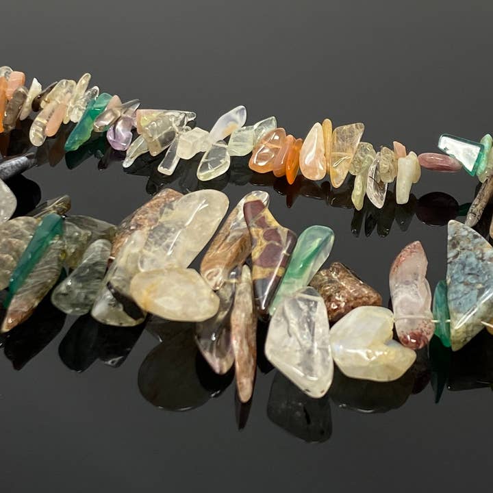 Grânulos de pedras preciosas multi naturais, grânulos sem cortes polido áspero, grânulos de pedras preciosas, suprimentos de jóias, grânulos a granel por atacado, 8 "Strand por atacado de Akstar Gems