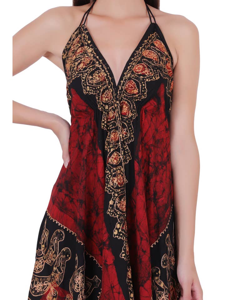 Advance Apparels – wholesale Dress – Women's – Batik Scarf Dress Elastic Back 145810