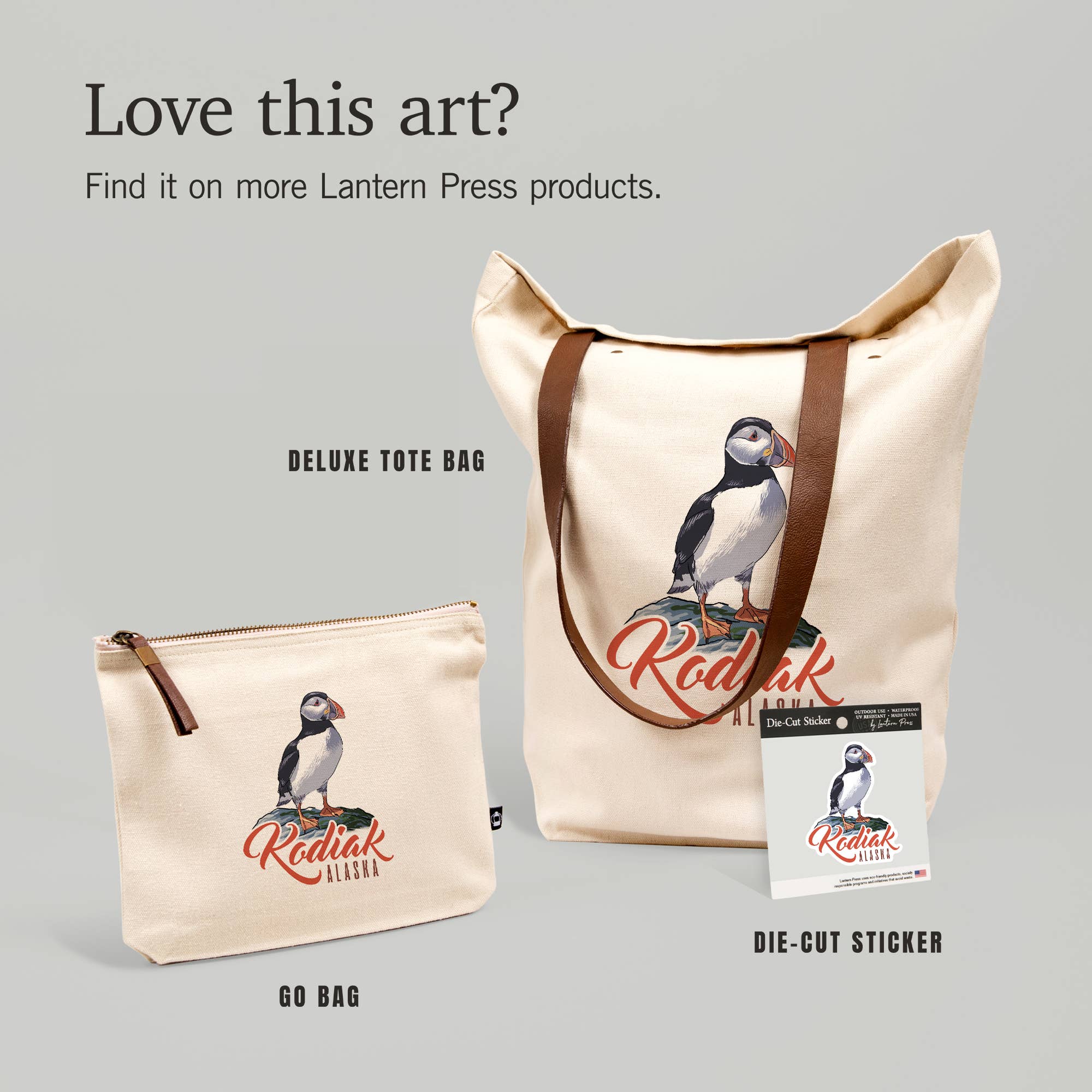 Lantern Press - Wholesale Sticker - STICKER Kodiak, Alaska, Puffin5