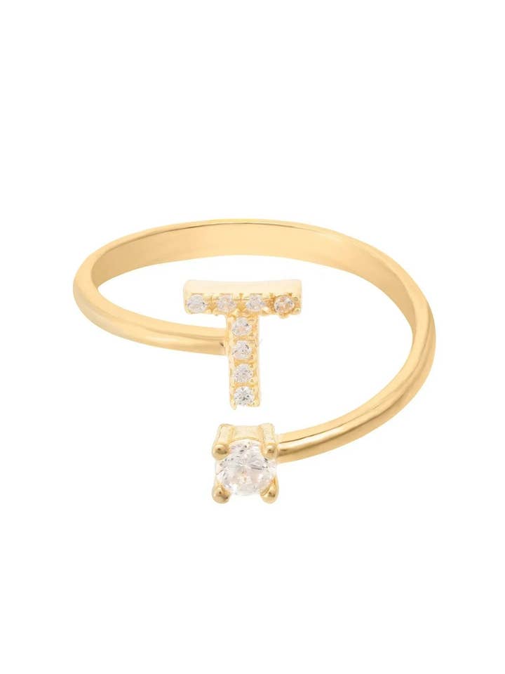 Initial Ring Gold T for wholesale by Latelita