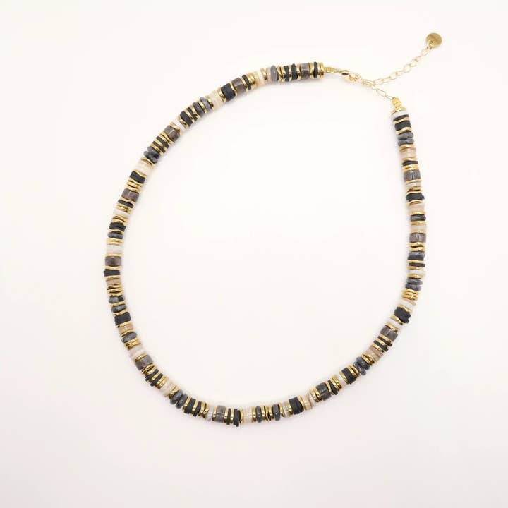 Cloralys - Wholesale Beaded/Pearl Necklace - Black Elwood4