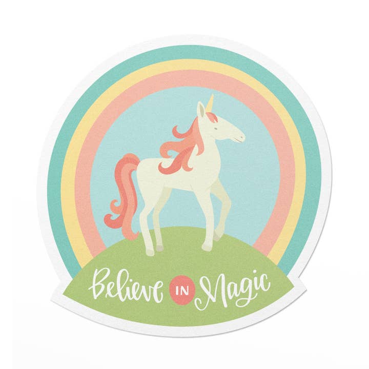 Adesivo in vinile "Credi nella magia degli unicorni" per la vendita all'ingrosso da parte di Pedaller Designs