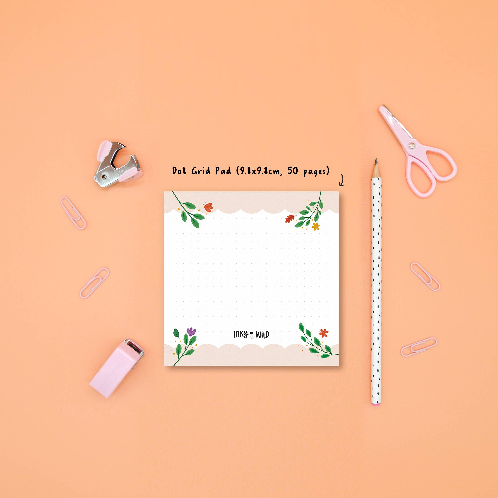 Inky in the Wild - Wholesale Notepad - Floral Woodland Memo Pad (98mmx98mm)2