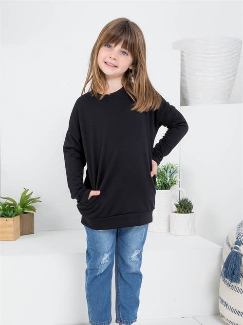 Kids Long Sleeve Round Neck Pocket Pullover Top for wholesale by MYS Wholesale Inc