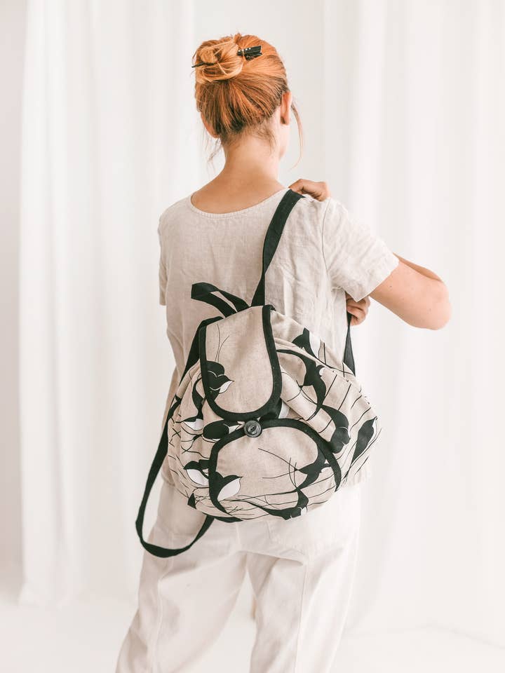 Mochila de lino • Mochila boho para niña SWALLOWS para venta al por mayor de Sava Seasons