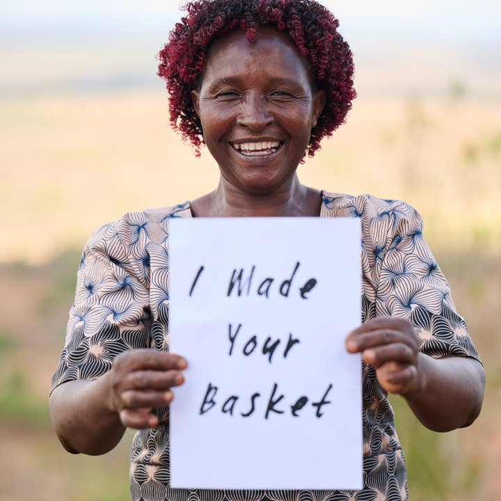 Natural CHAMA: Khaki & White Colour Block Storage Basket | Plant Pot Cover | Desk Tidy | Blanket Storage for wholesale on Faire4