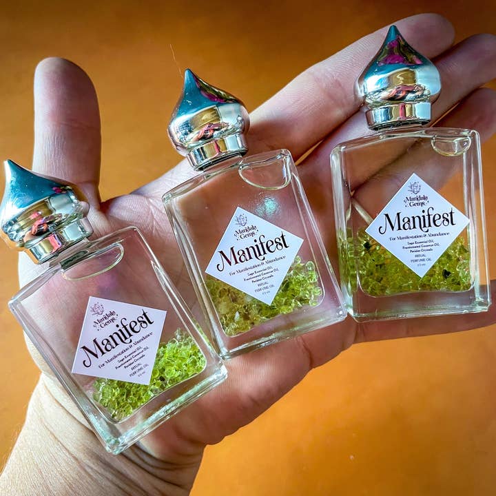 Mandala Gems - Wholesale Fragrance Oil - MANIFEST Perfume Oil for MANIFESTATION with Peridot + Sage essential oil2