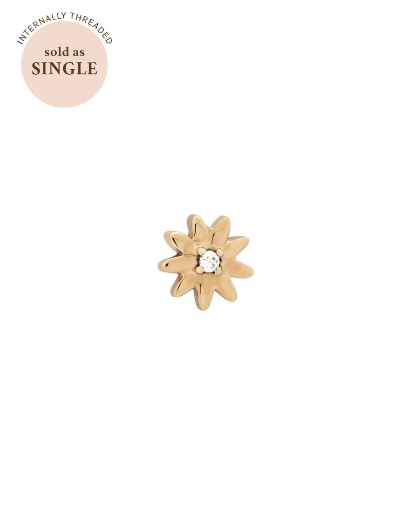 S-kin Studio Jewelry - Wholesale Stud/post earrings - Leilani Solid Gold Flower 9K Diamond Stud
