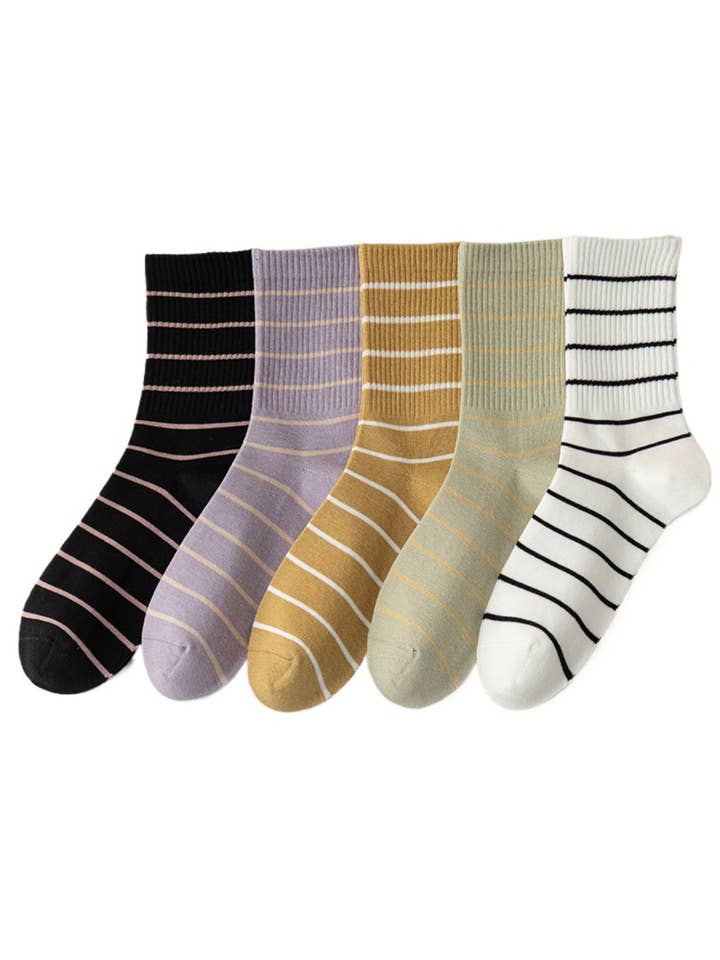 Rufia - Gestreifte Damen-Mid-Calf-Socken für den Großhandel von Funkyrel® Atzbranding Limited