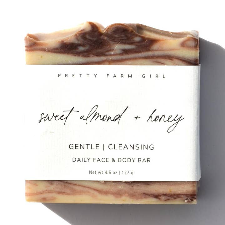 Sweet Almond + Honey Handmade Tallow and Goat Milk Soap Bar for wholesale by Pretty farm girl