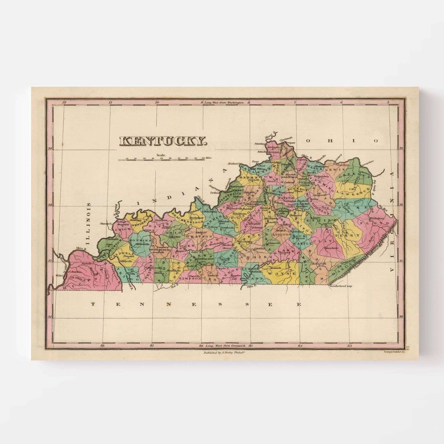 Ted's Vintage Art - Wholesale Map - Vintage Map of Kentucky 18242
