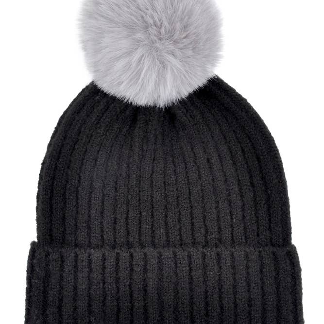 Hana - Wholesale Beanie - Women's - Two Tone Color Pom Pom Beanie Winter Hat37