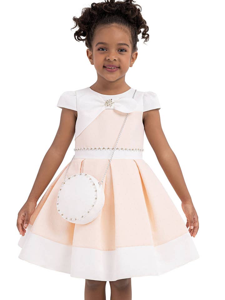 Pamina Kids - Wholesale Dress - Kids - Salmon Moon-sleeved, Dress For Girls 2-6 Age 33213pr3