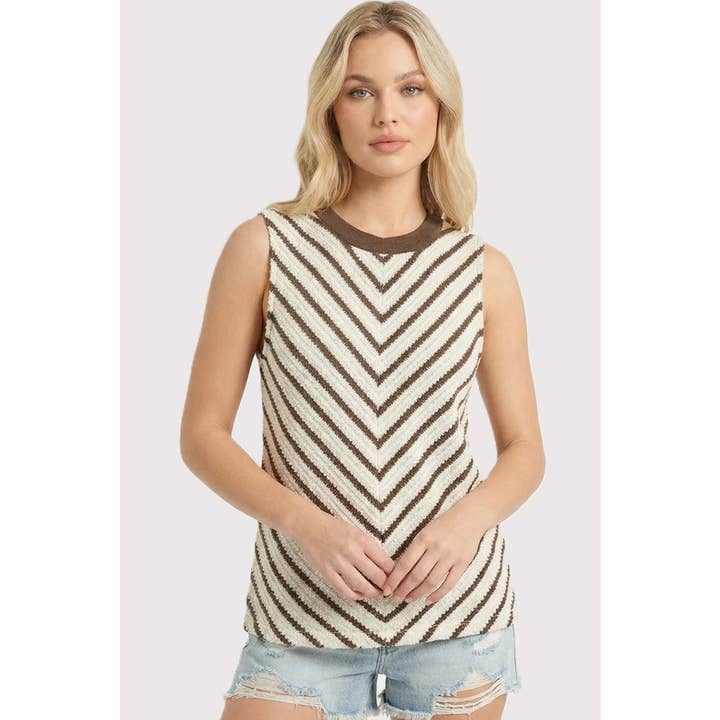 TEXTURE STRIPED TANK TOP for wholesale by STACCATO