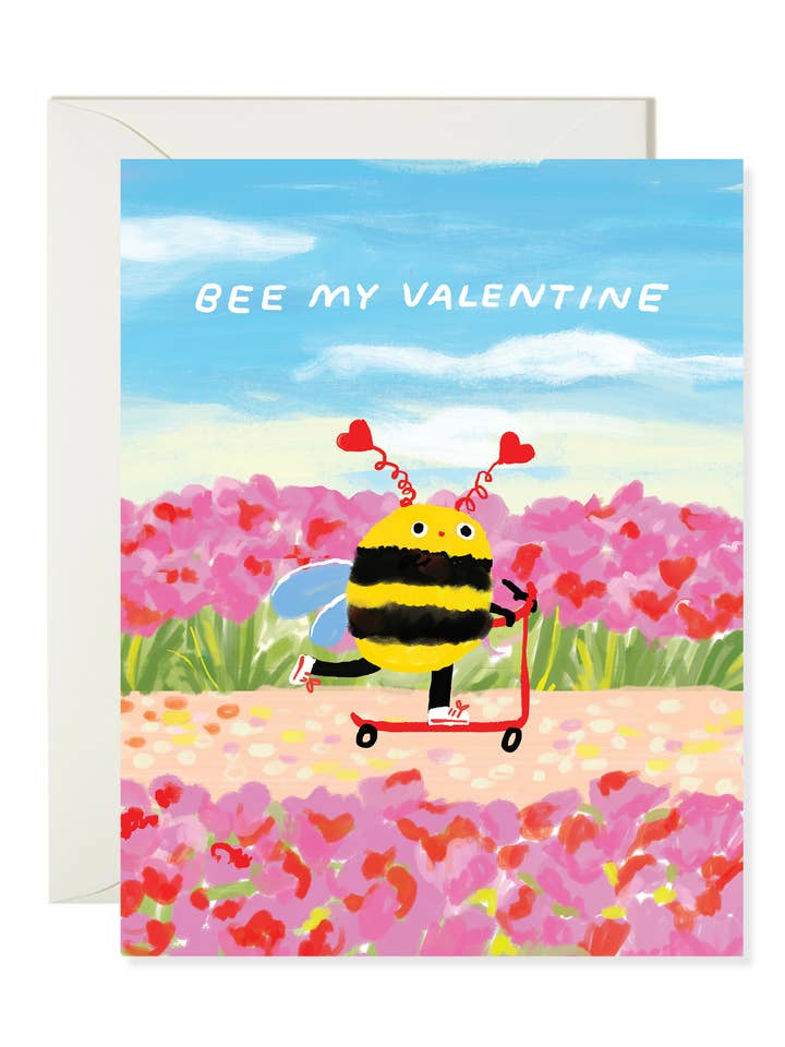 Carte de vœux Valentine Bee – Douce carte de Saint-Valentin pour la vente par Karen Schipper