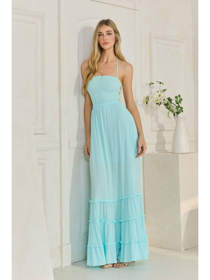 Honey Mango - Wholesale Dress - Women's - MD1492- Smocked tiered maxi dress