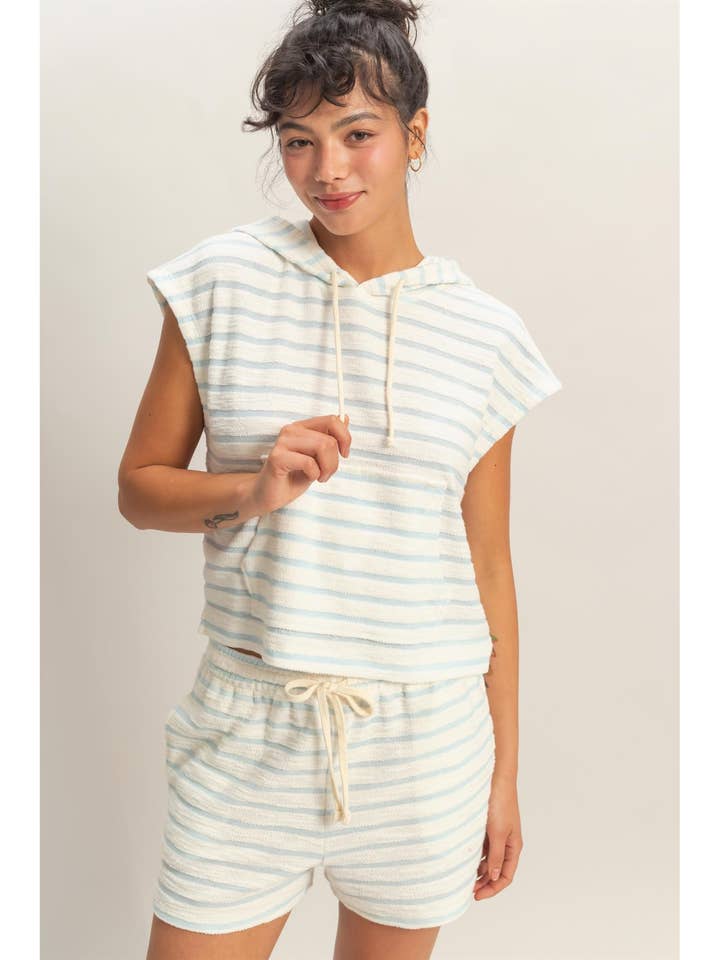 Striped Hooded Top With Pocket for wholesale by HYFVE