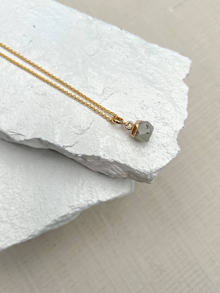 Labradorite Nugget Gold Plated Necklace for wholesale by Roc Jewellery