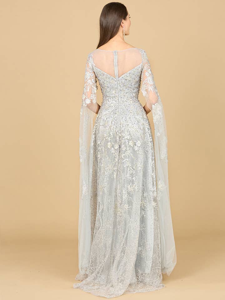 Lara New York - Wholesale Gown - Women's - Lace Gown with Cape Sleeves, Sweetheart Neckline5