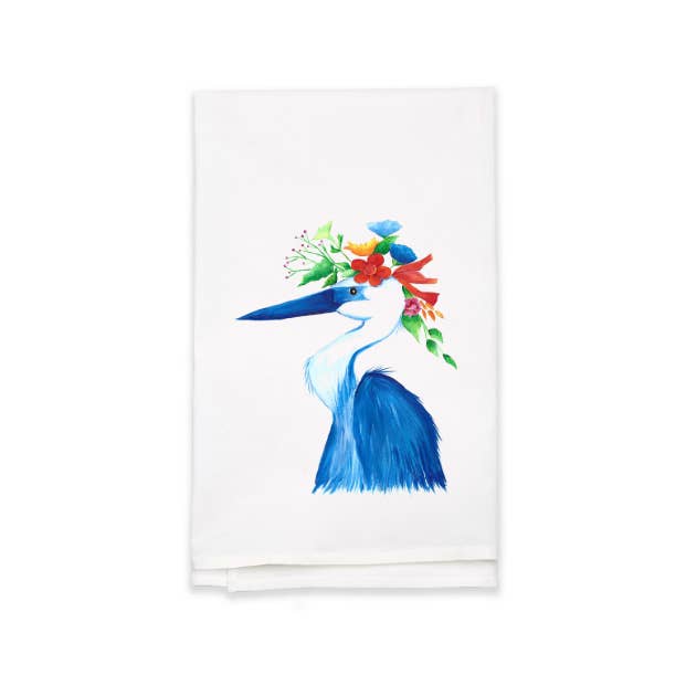 Bay La Launch Art - Wholesale Tea Towel - Floral Heron 2