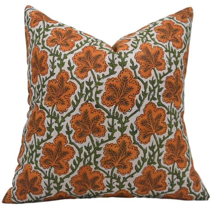 Housse de Coussin en Lin Pur à Motif Floral - Pushpsamita pour la vente par Fabdivine