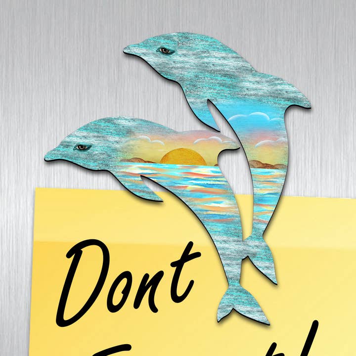 Magneti in Legno Eco a Forma di Delfini Gemelli per Frigorifero per la vendita all'ingrosso da parte di Designocracy