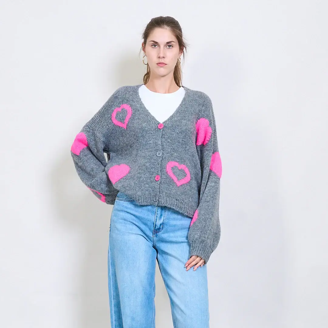 AMELÉ - Wholesale Cardigan - Women's - Heart print cardigan6