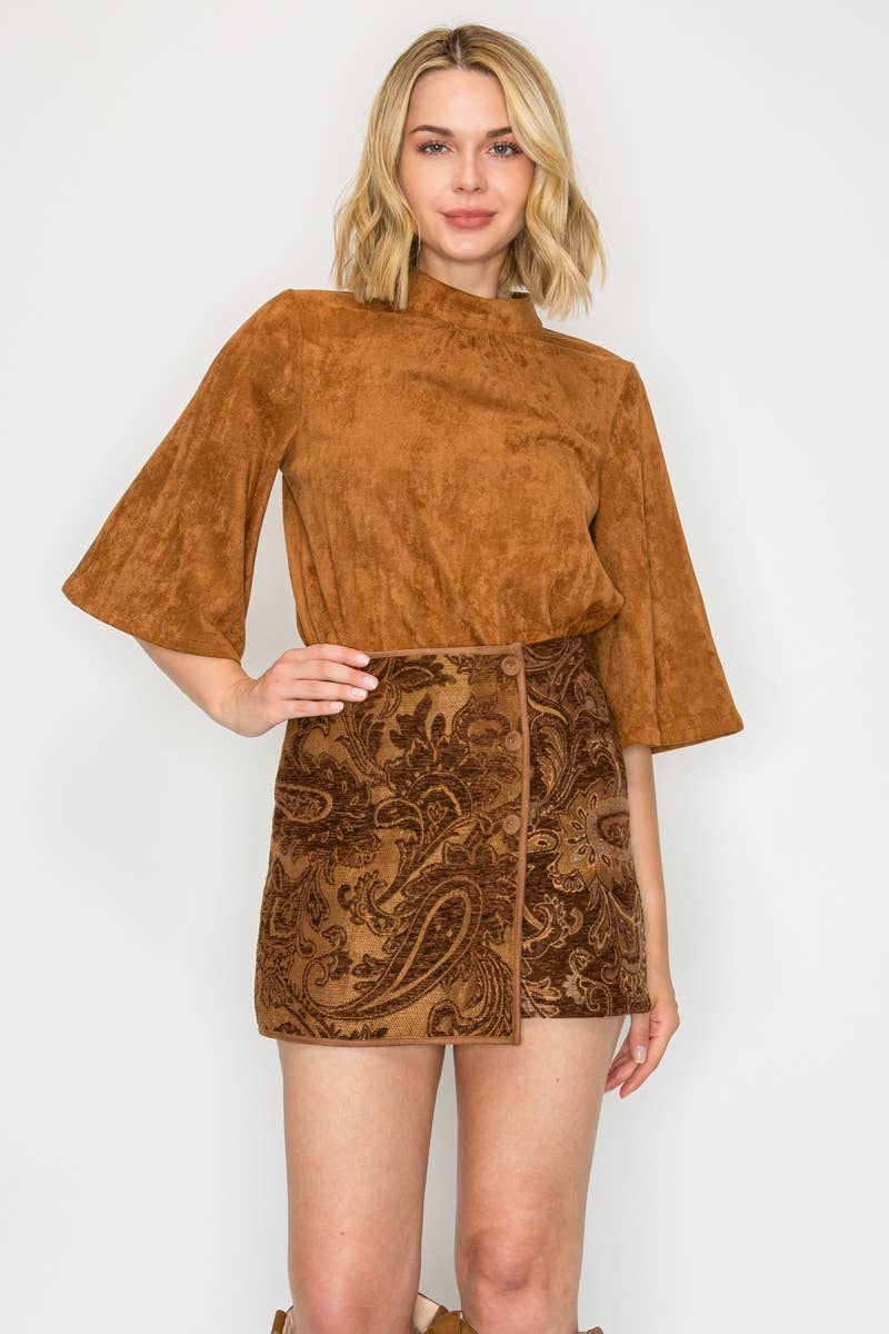 LoveWednesday - Wholesale Shorts - Women's - Love Story Brown Paisley Skort - LWP13466