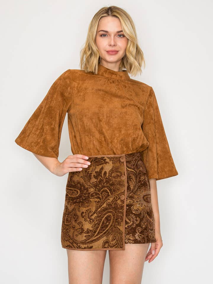 LoveWednesday - Wholesale Shorts - Women's - Love Story Brown Paisley Skort - LWP13466