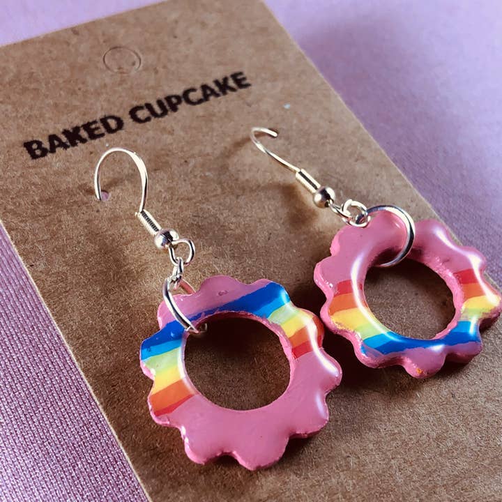 Rainbow Flower Earrings - View More Colors for wholesale by Baked Cupcake