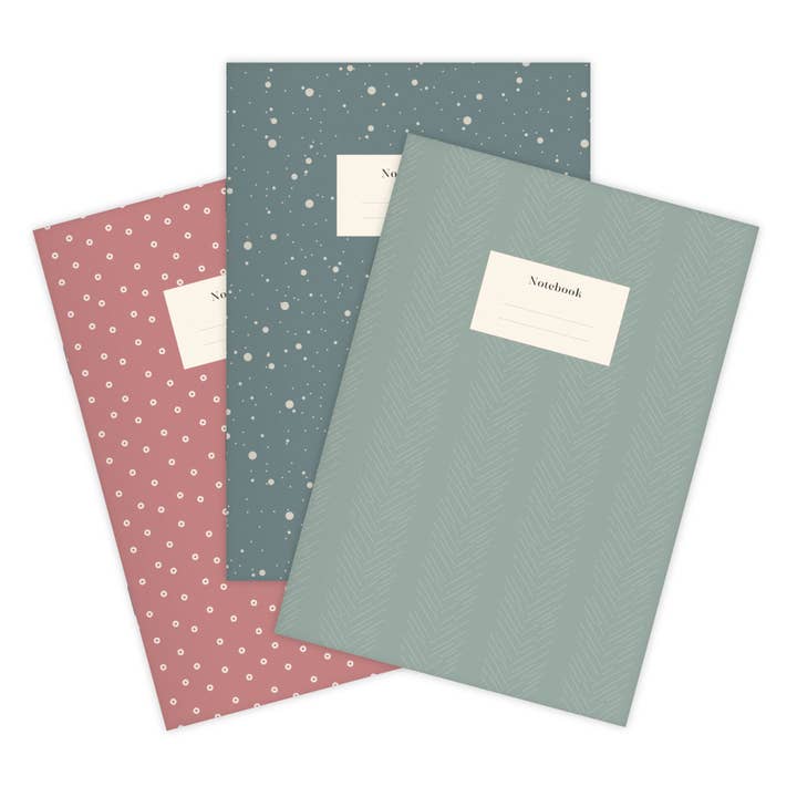 Set of 3 Dots & Chevrons A5 notebooks for wholesale by etmamu