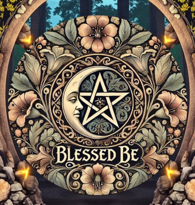 Funky Aura Boutique - Wholesale Sign - Sign, Blessed Be 8" x 8" Round Metal 2