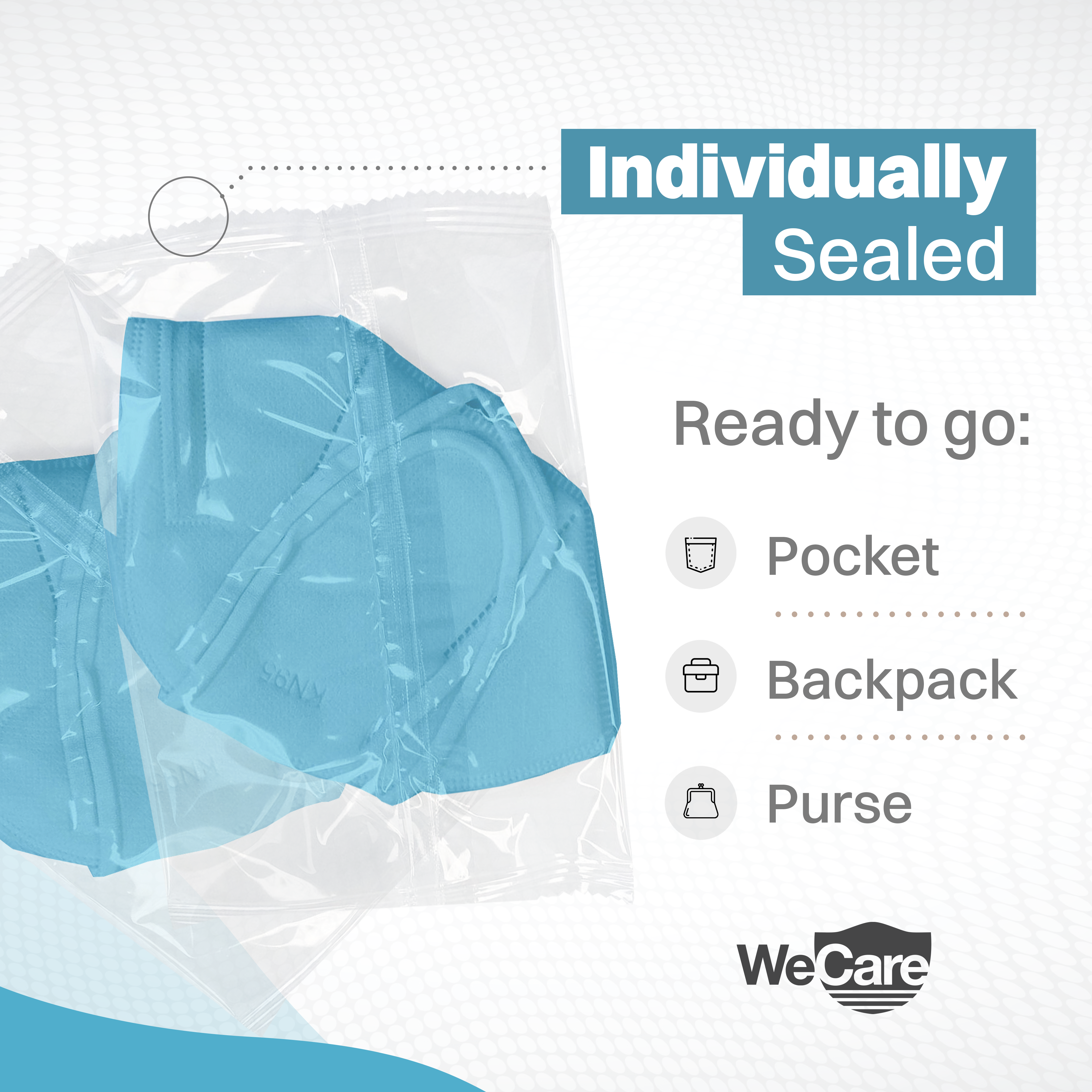 ShopHomeMed - Wholesale Protective Face Mask/Shield - WeCare Individually Wrapped Blue KN95 Mask - 20 Pack5