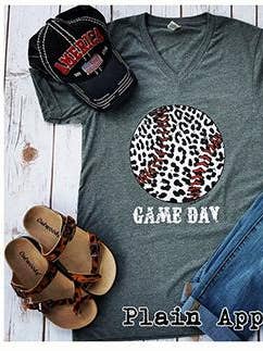 Baseball Leopard V-Neck for wholesale by Plain Apparel Tees