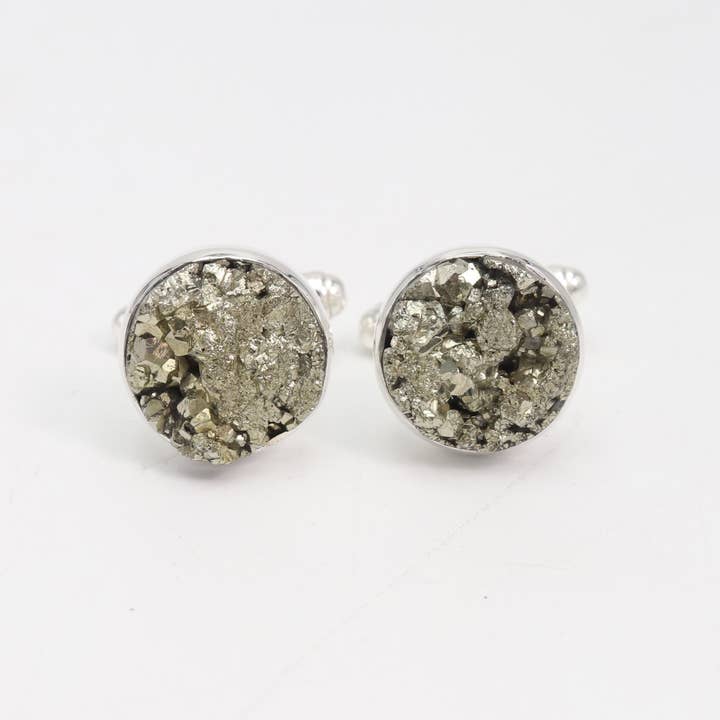 Jay Jools - Wholesale Cufflinks - Raw Pyrite Cufflinks: 925 Sterling Silver Handmade Jewelry1