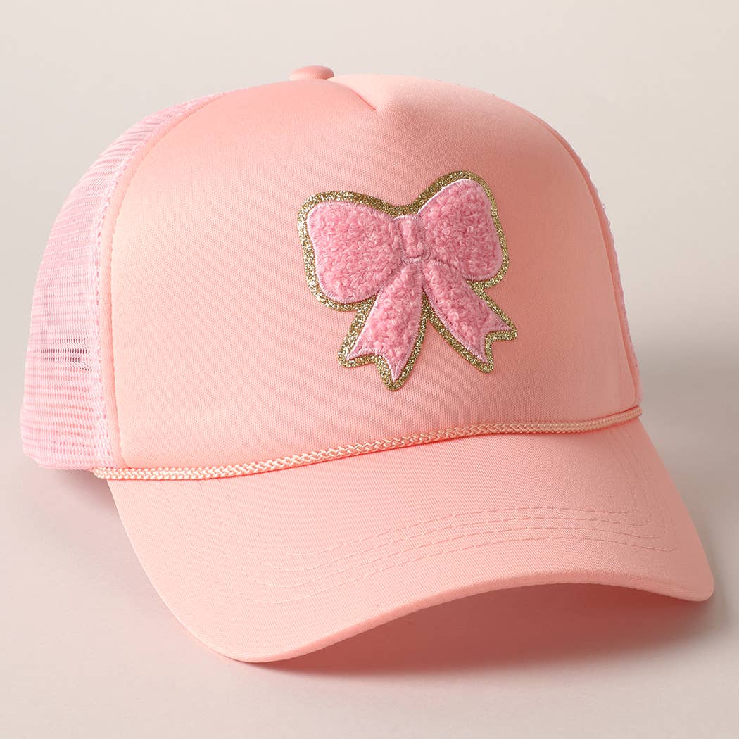 Fashion City - Wholesale Trucker Hat - Women's - Pink Bow Patch Foam Mesh Back Trucker Hat13